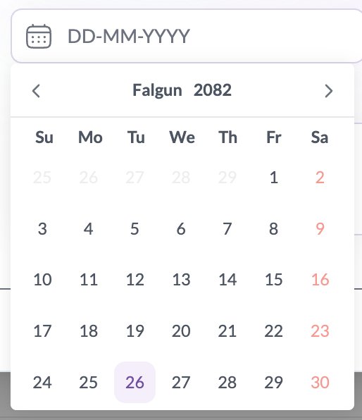 Nepali BS Date Picker Package